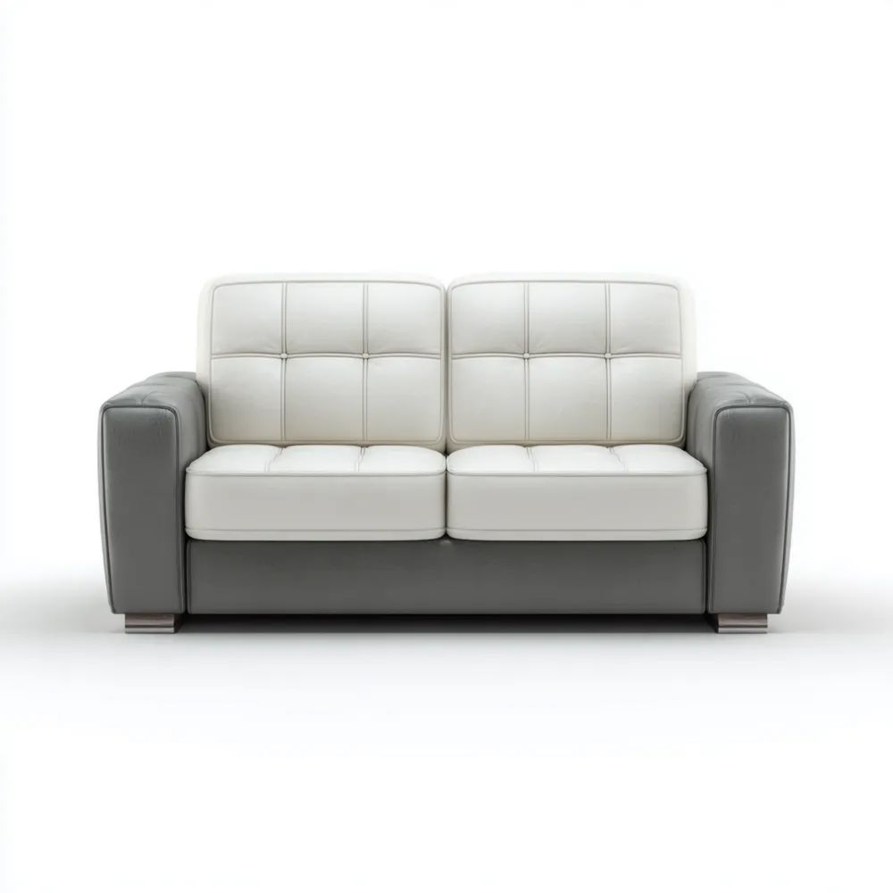 Canapé deux places Cuir synthétique 150x85x75 cm – Gris/Blanc – Design contemporain