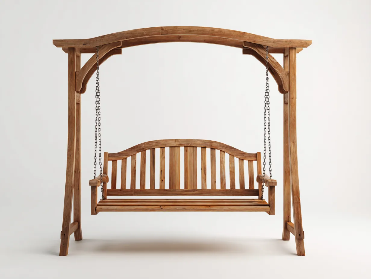 Dondolo da giardino - Legno-Metallo - 215x125x215 cm - Legno naturale - Stile classico-Cozygethaus