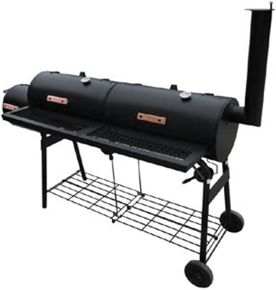Festnight Barbecue a Carbonella Nevada XL Nero da Giardino con Affumicatore in Metallo-Pinegoshop