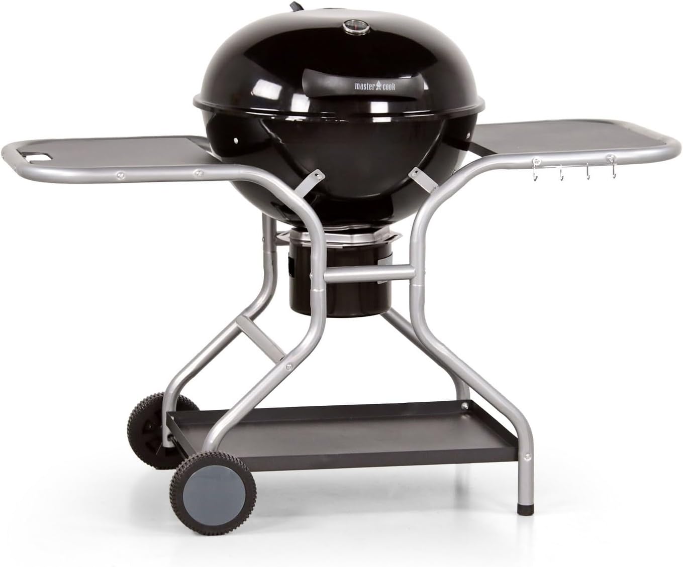 MasterCook Sally Barbecue a Carbonella Ø 57 cm con Coperchio, Termometro, Ruote e Sistema Raccogli Cenere, Altezza Griglia 78 cm-Pinegoshop