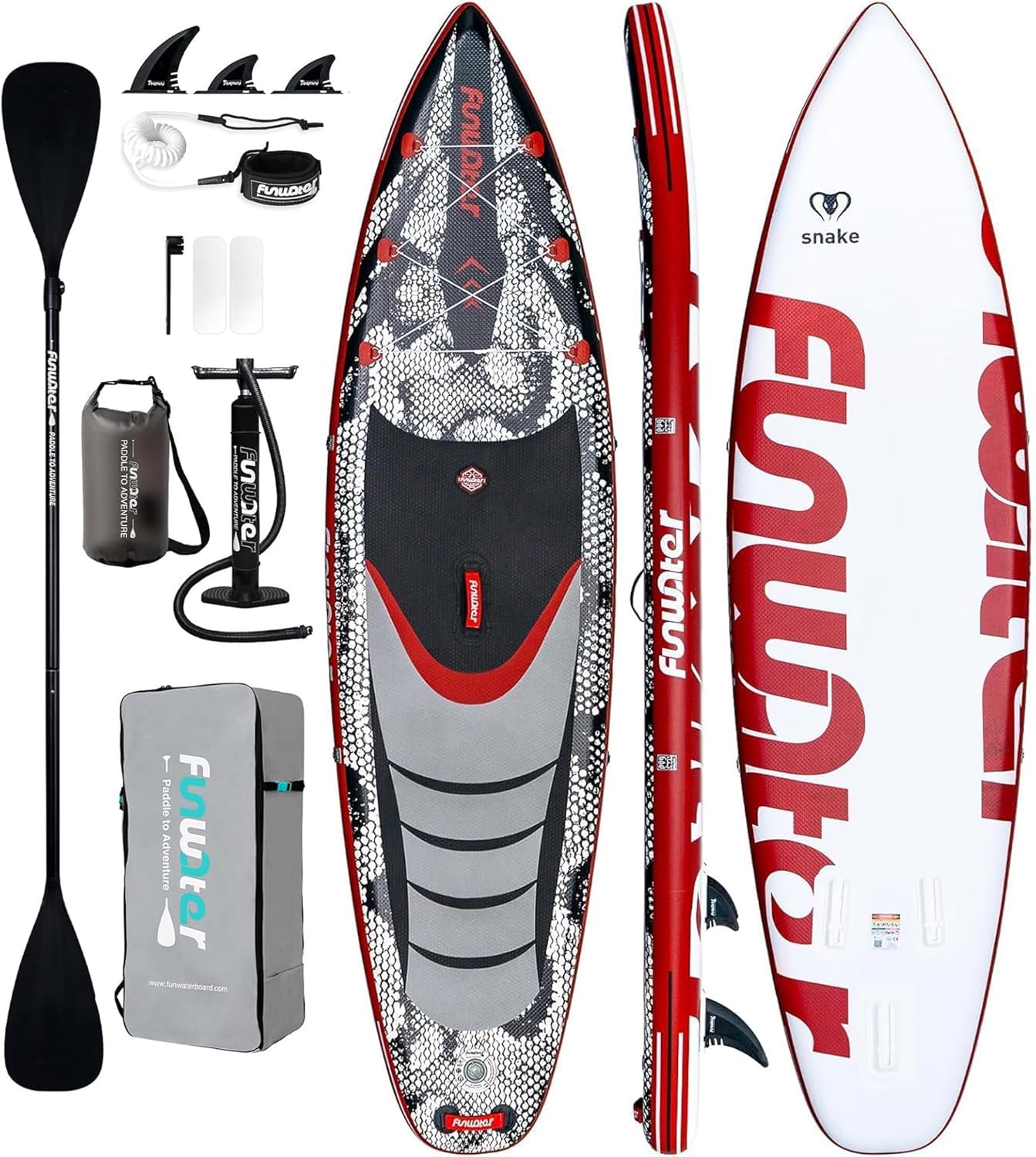 FunWater SUP Gonfiabile Multicolor in PVC con Pompa a Mano Pagaia e 3 Pinne 8 kg-Pinegoshop