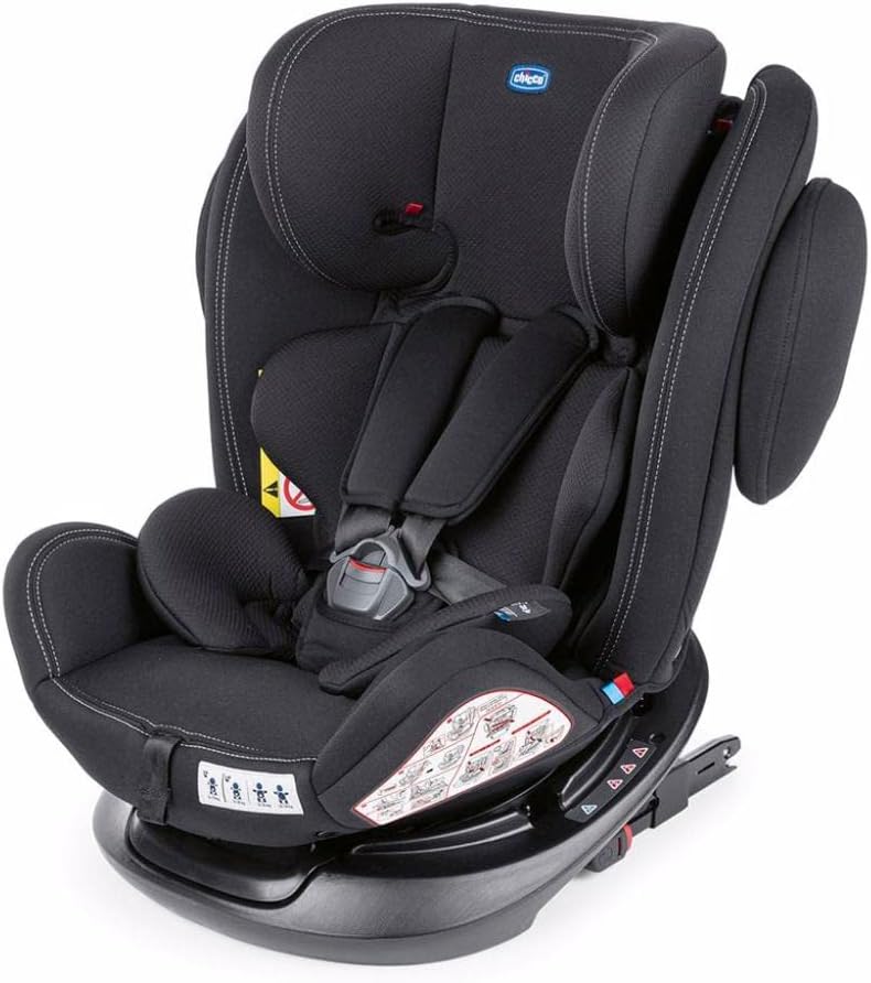 Chicco Unico Plus Seggiolino Auto 0-36 kg, ISOFIX, Girevole 360°, Reclinabile, Gruppo 0/1/2/3 (0-12 Anni), Nero-Pinegoshop