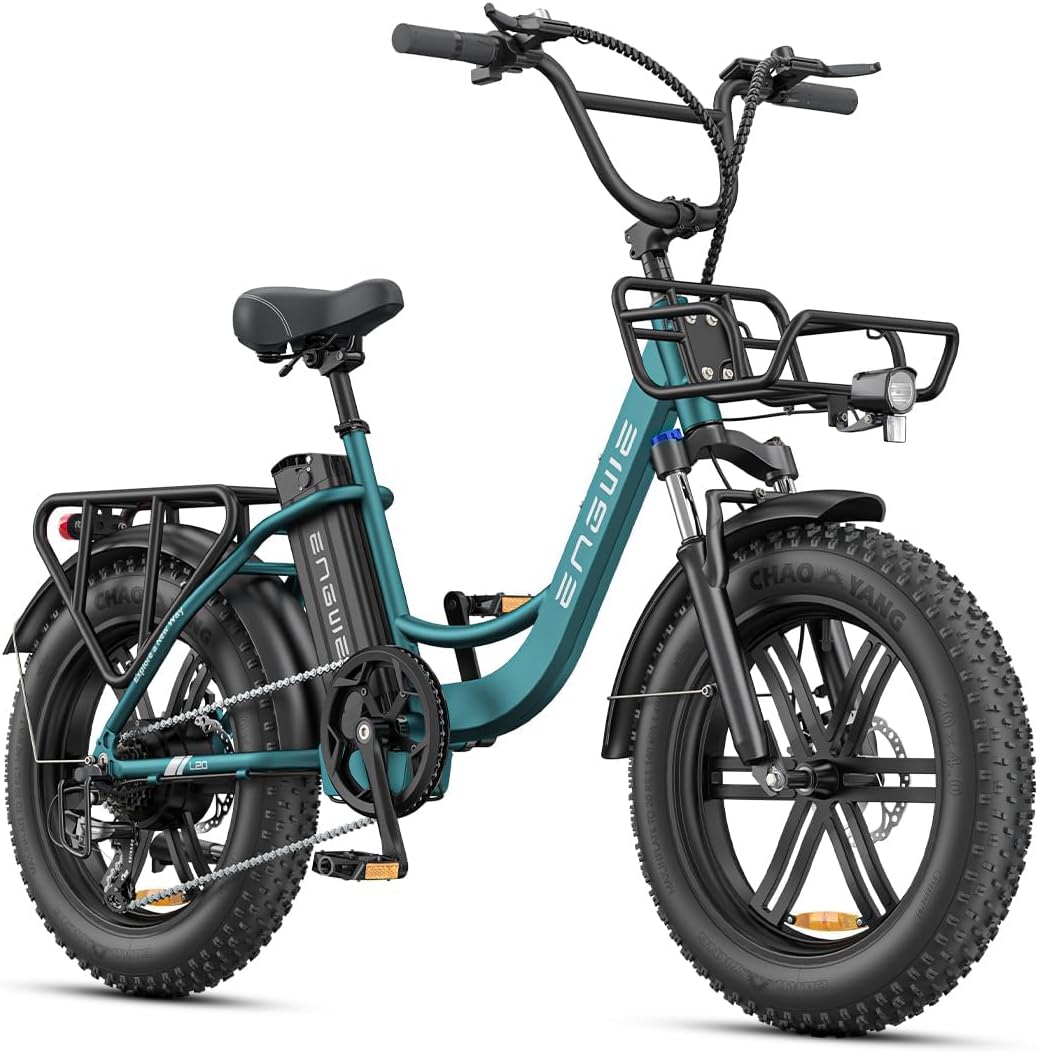 ENGWE L20 BOOST Bicicletta Elettrica 20x4.0 Pollici 250W 48V 13Ah 7 Velocità Fat Tire Blu Autonomia fino a 120 km-Pinegoshop