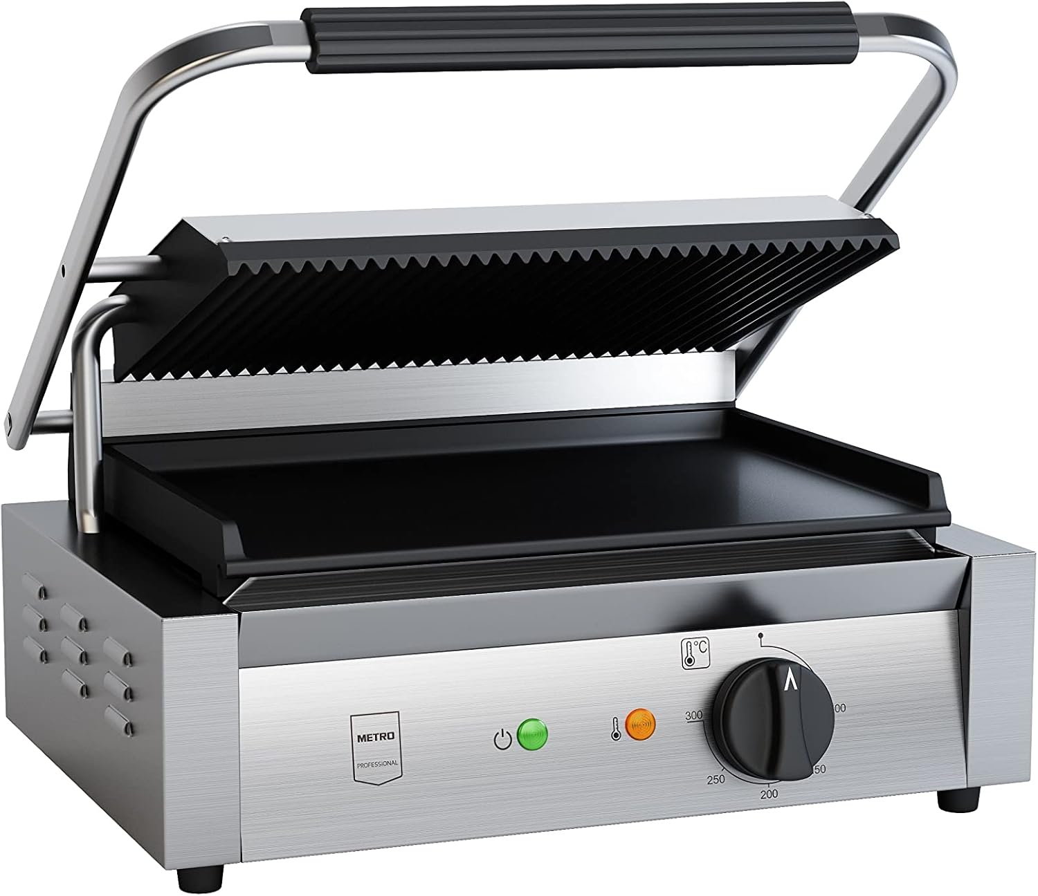 METRO Professional GPG1202 Griglia Elettrica a Contatto 3000 W 43 x 36 x 20 cm Argento fino a 300°C-Pinegoshop