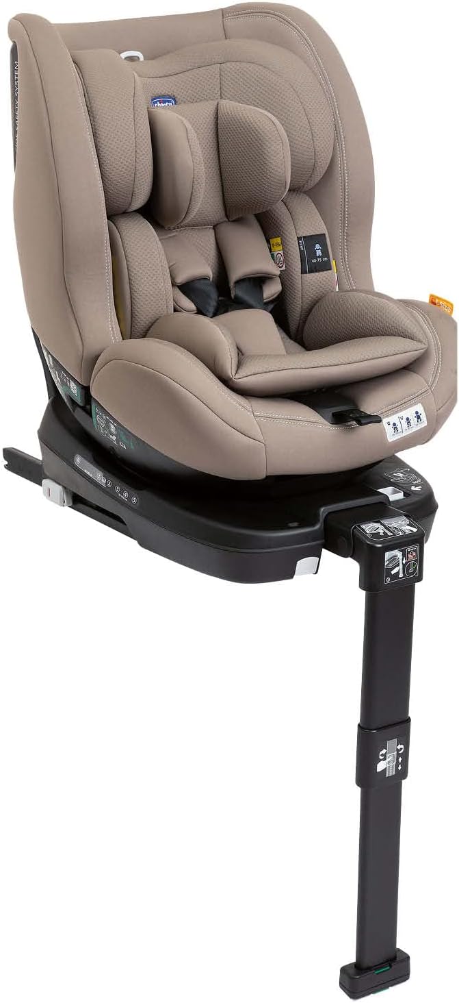 Chicco Seat3Fit i-Size Seggiolino Auto 0-25 kg (40-125 cm), ISOFIX, Girevole 360°, Reclinabile, Gruppo 0/1/2 (0-7 Anni), con Cuscino Riduttore, Beige-Pinegoshop