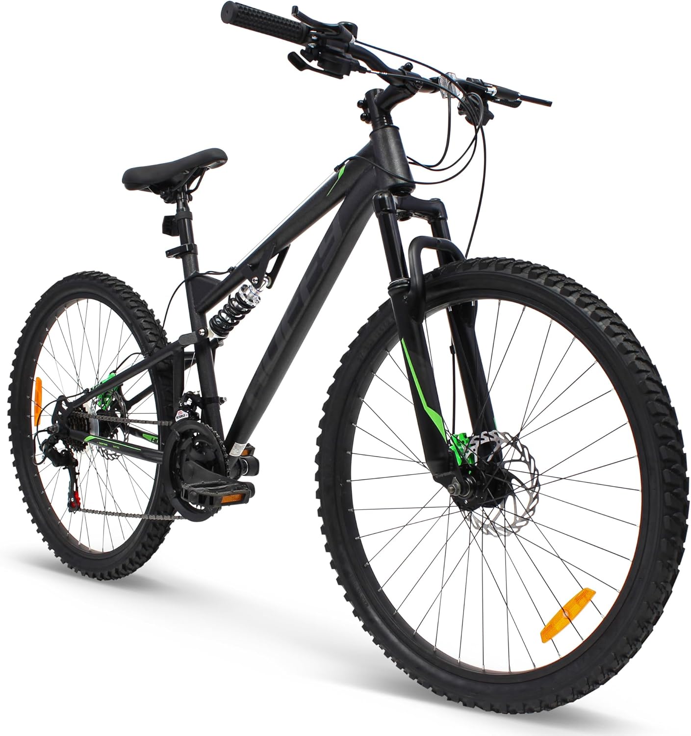 Huffy Marker Mountain Bike 26 Pollici 21 Velocità Shimano Doppia Sospensione Nero Telaio in Acciaio Taglia M-Pinegoshop