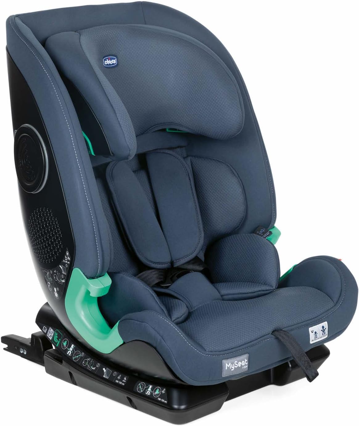 Chicco MySeat i-Size Seggiolino Auto 76-150 cm (15 Mesi+), ISOFIX e Top Tether, Reclinabile, Regolabile in Altezza, ECE R129, Blu India Ink-Pinegoshop
