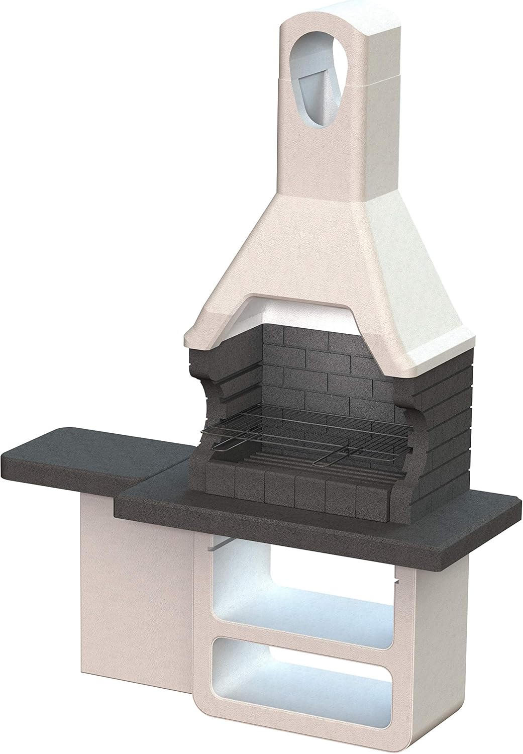 Barbecue in Muratura TREVISO 170 x 64 x 232 cm Terra Cotta Argilla per Carbonella e Legna con Griglia Cromata Regolabile e Tavolo Laterale-Pinegoshop