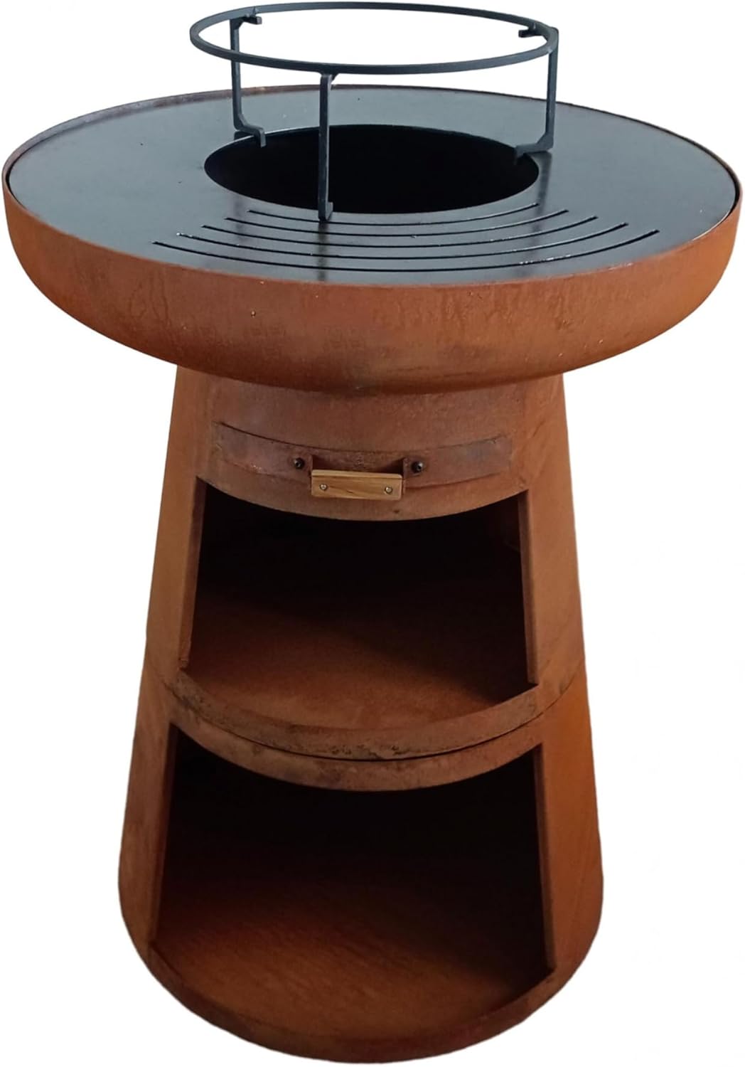 PUR LINE Barbecue in Acciaio Corten EFP55R Diametro 60 cm Marrone con Griglia in Acciaio Inox e Funzione Braciere-Pinegoshop