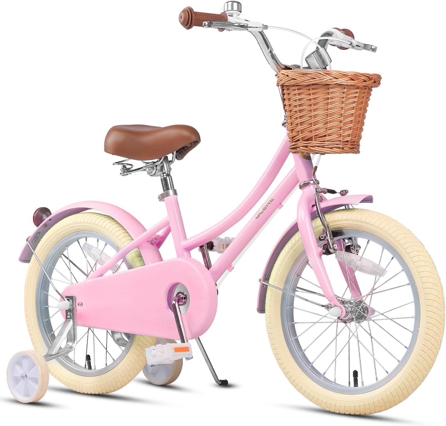 Glerc Bicicletta Bambina 20 Pollici con Cestino 1 Velocità Rosa con Campanello e Stabilizzatori-Pinegoshop