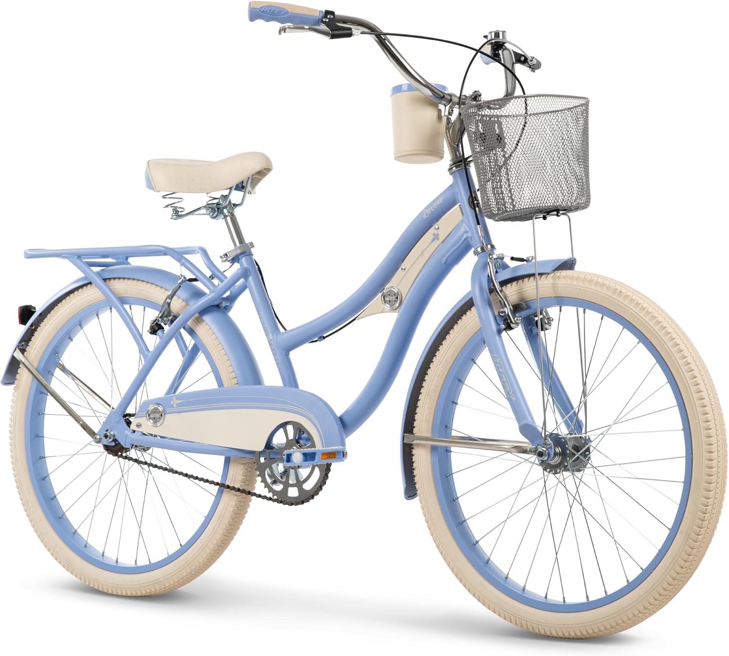 Huffy Deluxe Cruiser Bicicletta Donna 24 Pollici Blu in Acciaio con Cestino e Portabicchieri-Pinegoshop
