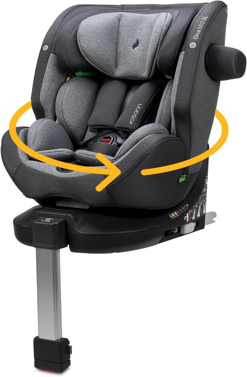 OSANN One360 SL Seggiolino Auto ISOFIX 360° 40-150 cm (0-12 Anni), Gruppo 1/2/3, 14 Posizioni Altezza, Grigio-Pinegoshop