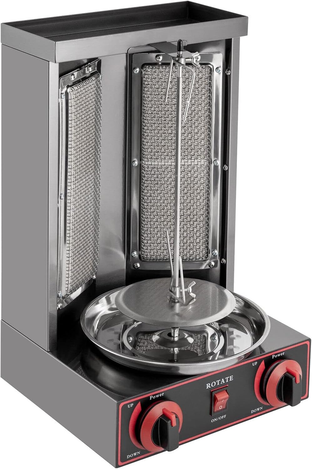 DönerGrill a Gas GPL 3000W 220V Macchina Kebab Verticale con Regolazione Temperatura, Argento-Pinegoshop