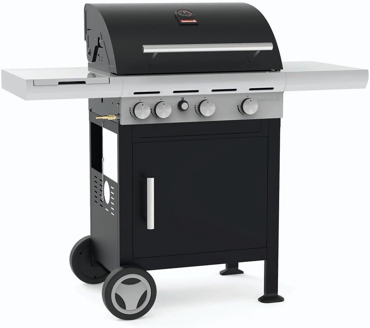 Barbecook Spring 3212 Barbecue a Gas 3 Bruciatori con Bruciatore Laterale, Griglie in Ghisa Smaltata e Tavolino Fisso Nero 133x57x115 cm-Pinegoshop