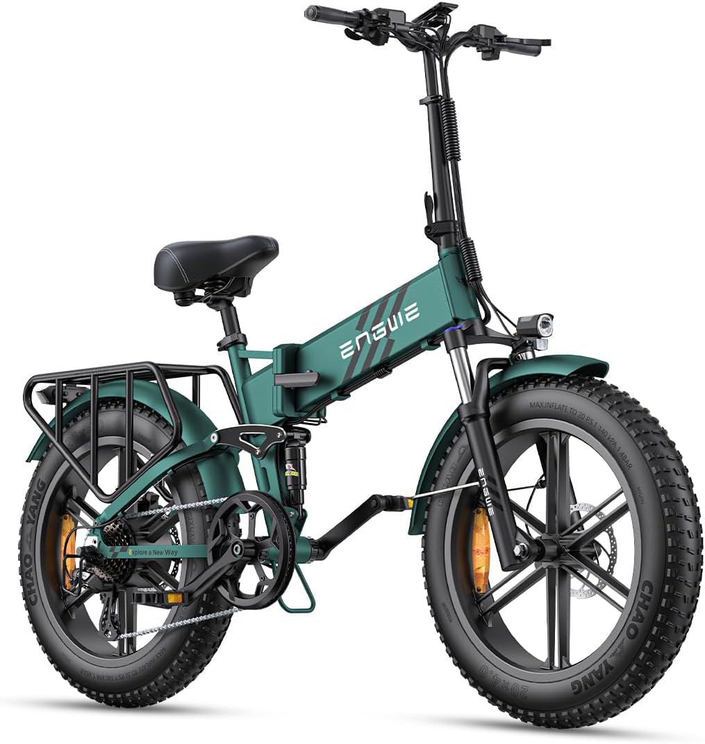 ENGWE ENGINE Pro 2.0 bicicletta elettrica pieghevole 20x4.0 pollici 768Wh 16Ah autonomia fino a 110 km 8 velocità doppia sospensione verde-Pinegoshop