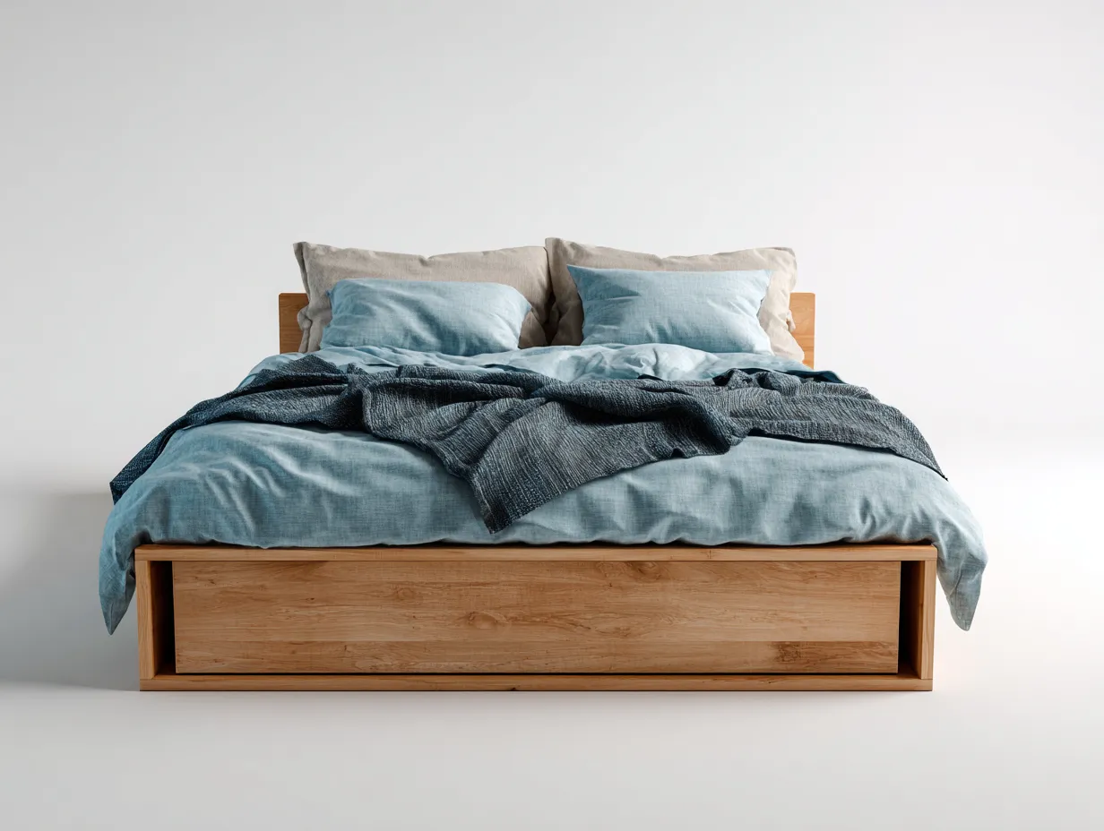 Letto matrimoniale - legno massello - 210x170x85 cm - naturale - stile moderno-Cozygethaus