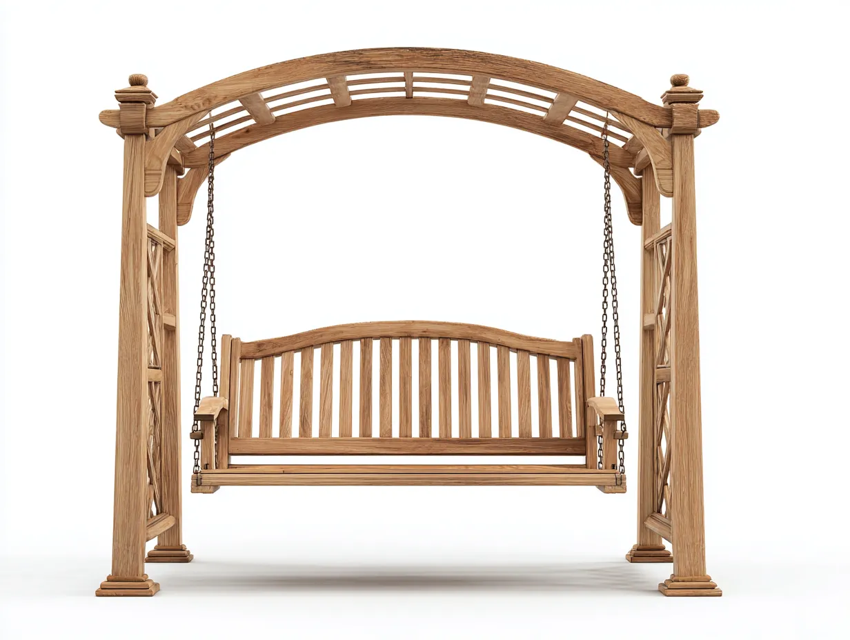 Dondolo da giardino - Legno-Metallo - 230x135x225 cm - Legno naturale - Stile classico-Cozygethaus