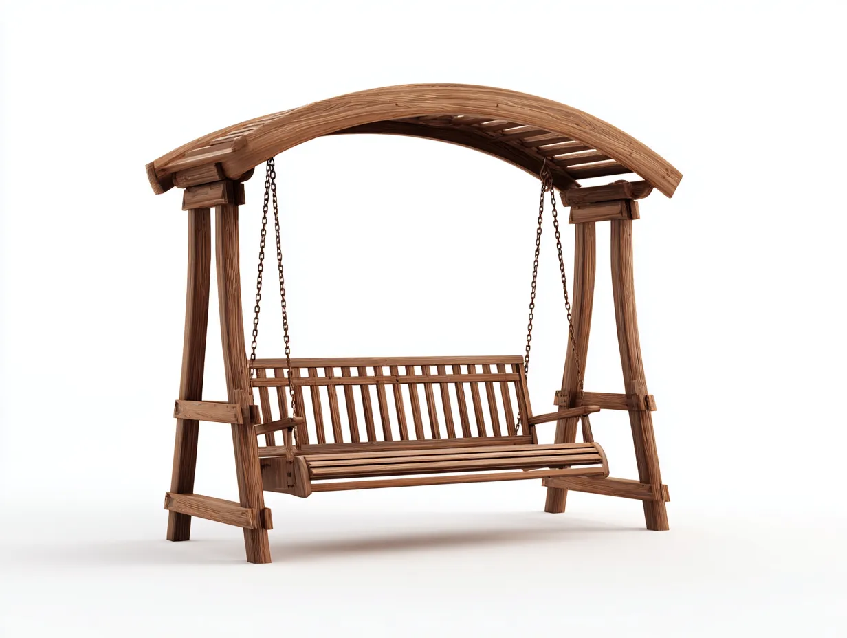 Dondolo da giardino - Legno-Metallo - 210x120x205 cm - Legno naturale - Design rustico-Cozygethaus