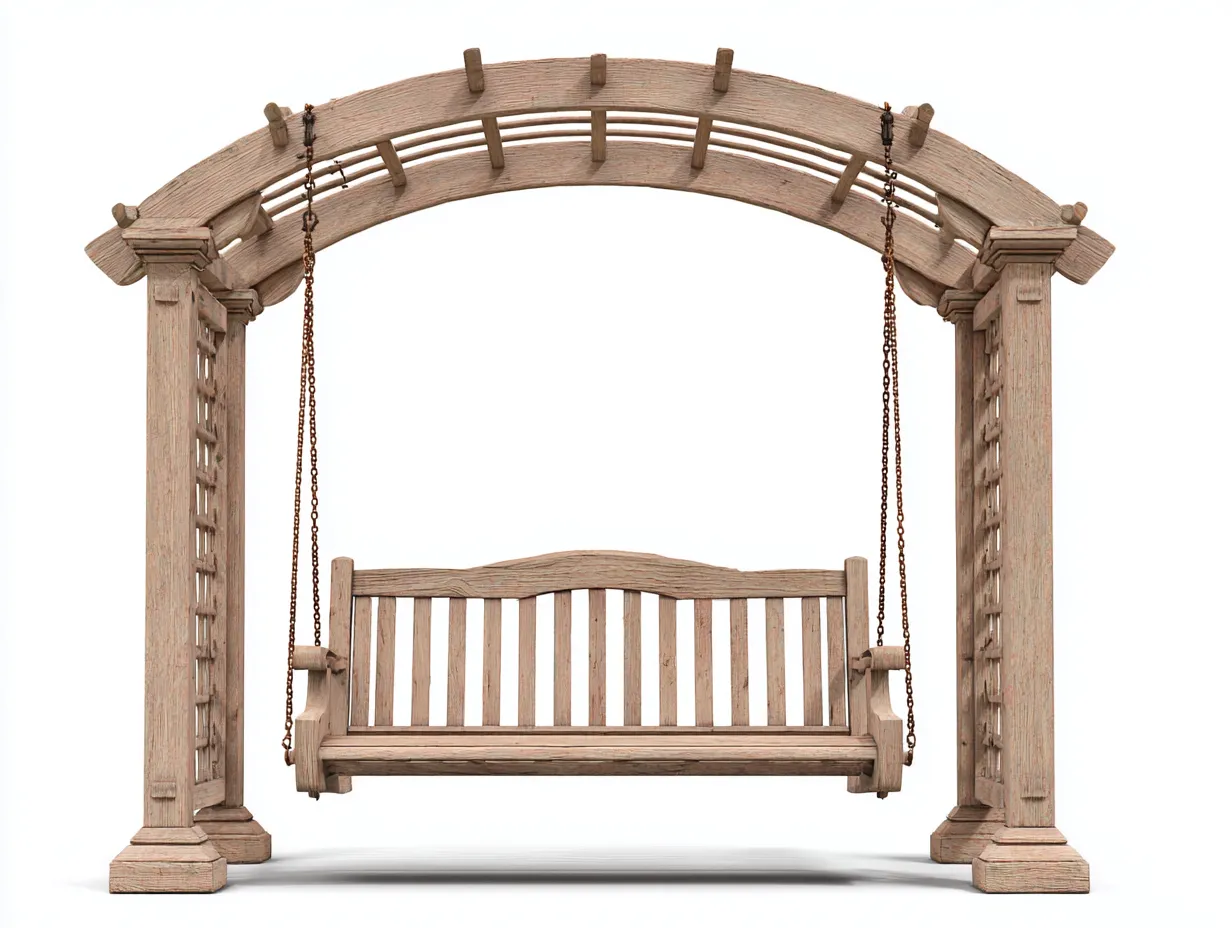 Dondolo da giardino - Legno-Metallo - 225x130x220 cm - Legno chiaro - Stile rustico-Cozygethaus