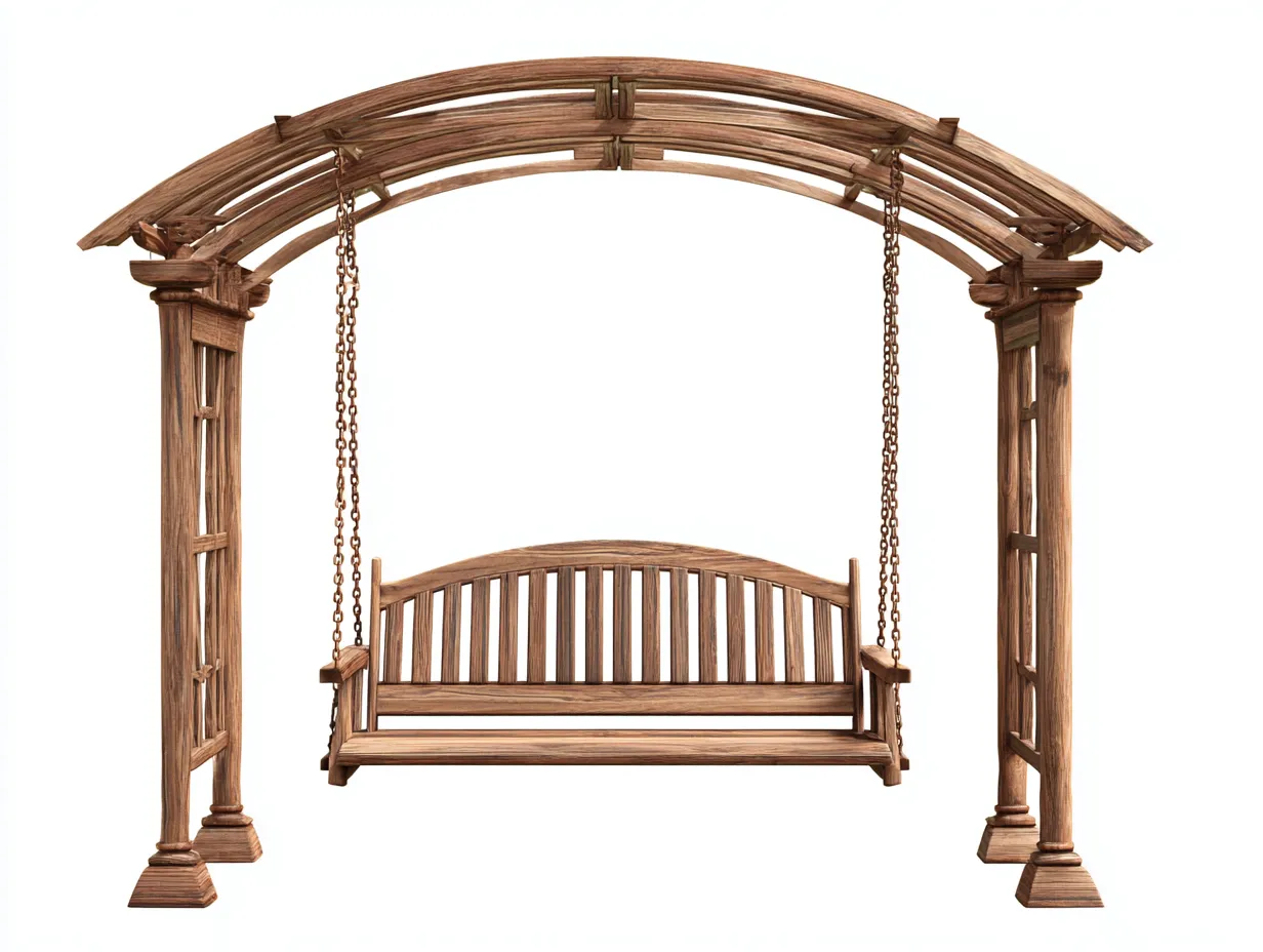 Dondolo da giardino - Legno-Metallo - 240x140x230 cm - Marrone - Stile classico-Cozygethaus