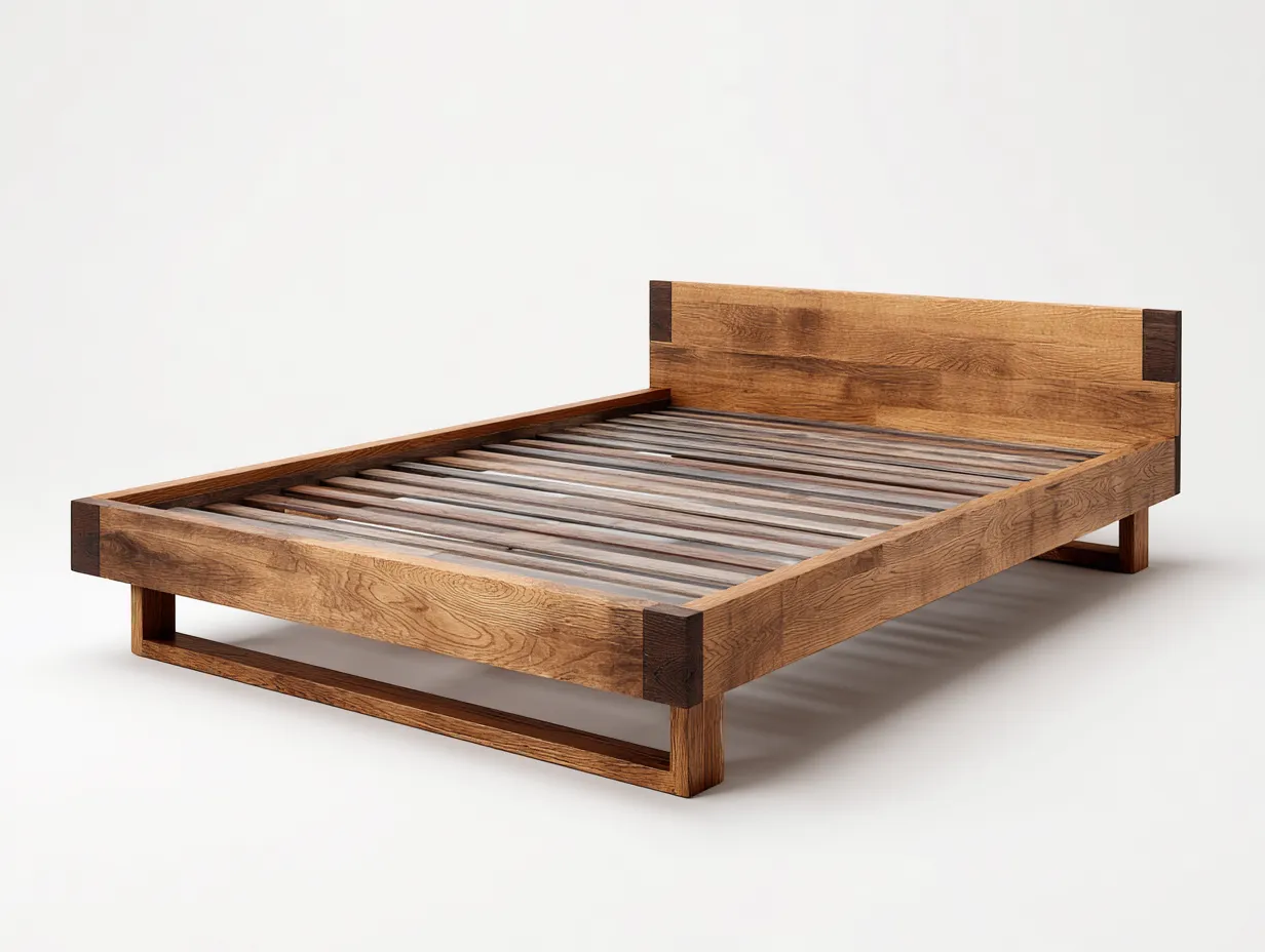 Letto matrimoniale - legno massello - 210x170x88 cm - marrone naturale - stile contemporaneo-Cozygethaus