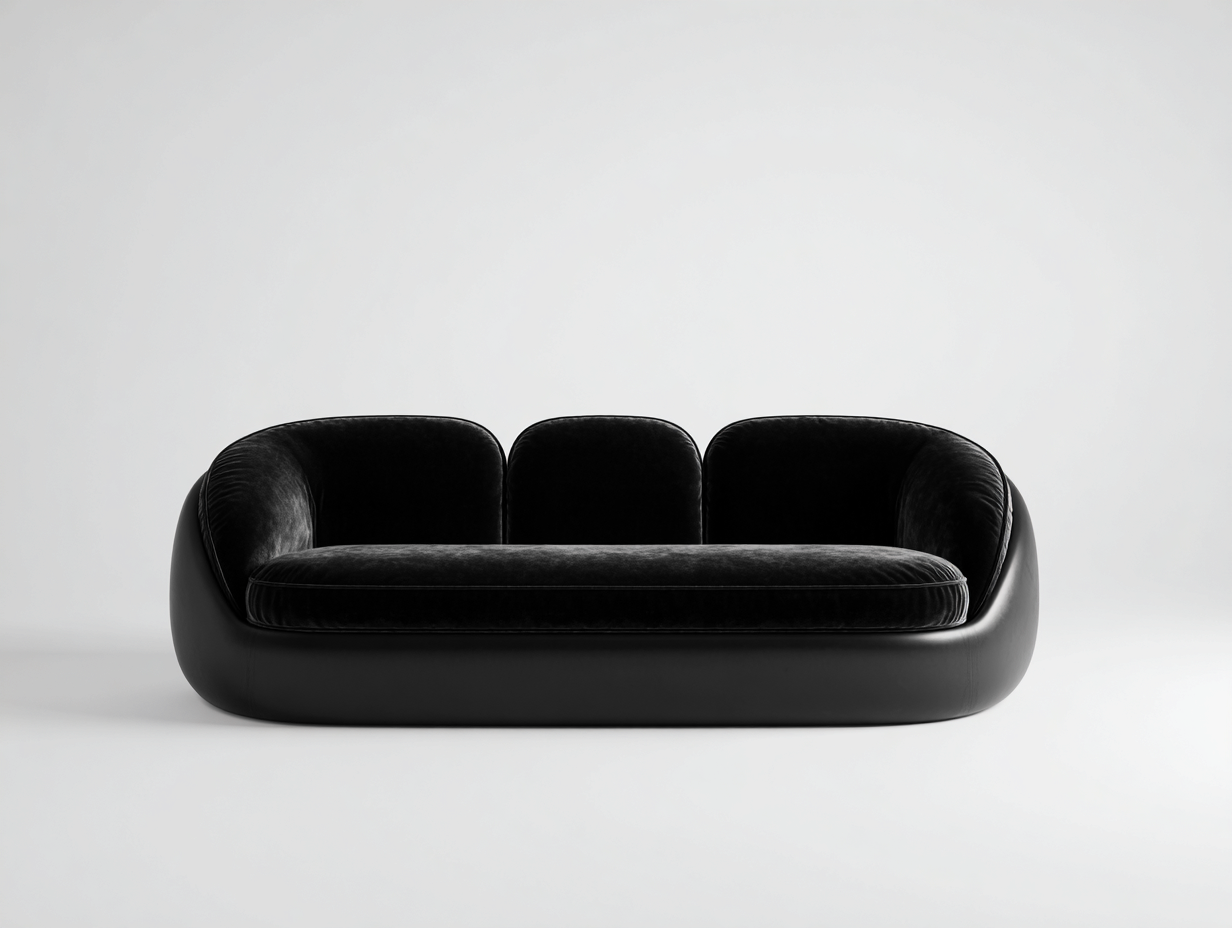 Sofá lineal de 3 plazas tapizado en piel sintética 220x95x75 cm - negro - diseño contemporáneo y confort envolvente-Craftmybase