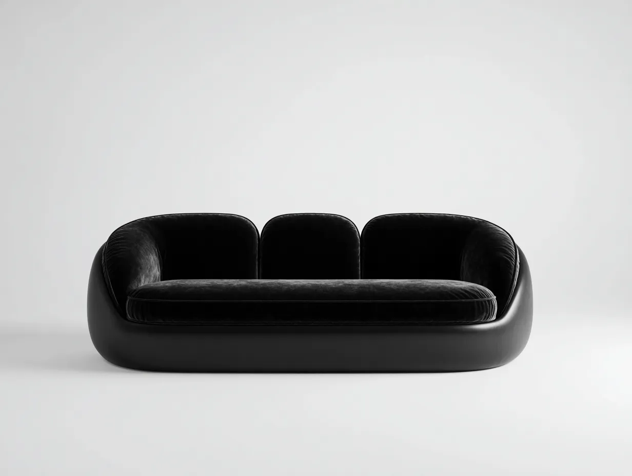 Sofá lineal de 3 plazas tapizado en piel sintética 220x95x75 cm - negro - diseño contemporáneo y confort envolvente-Craftmybase