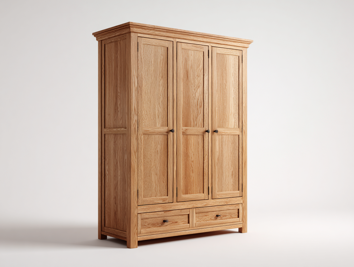 Armario de madera maciza 120x55x200 cm - madera natural - diseño clásico para dormitorio-Craftmybase