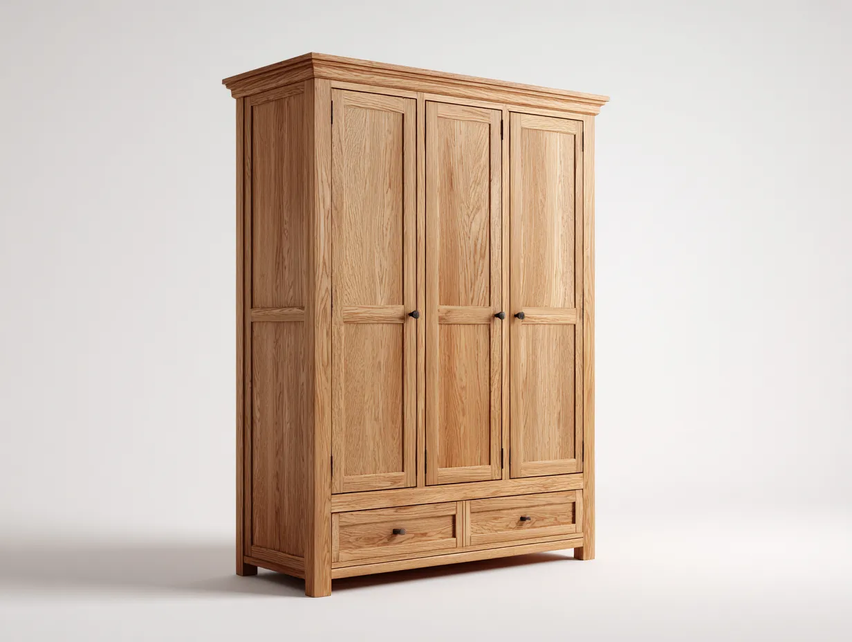 Armario de madera maciza 120x55x200 cm - madera natural - diseño clásico para dormitorio-Craftmybase