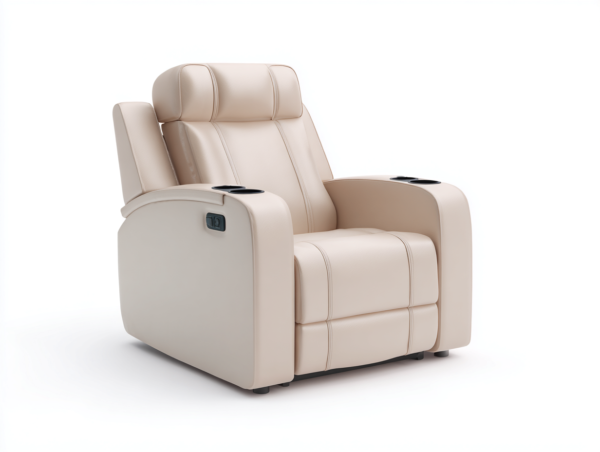 Sofá reclinable tapizado acolchado 95x90x105 cm - beige claro - diseño moderno y asiento relax-Craftmybase