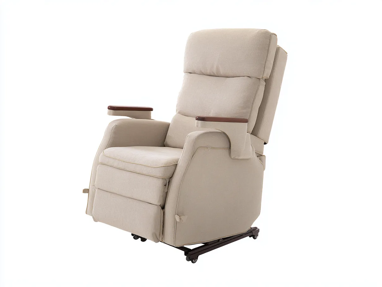 Sofá reclinable individual tapizado en tela 90x95x110 cm - beige - diseño funcional para salón-Craftmybase