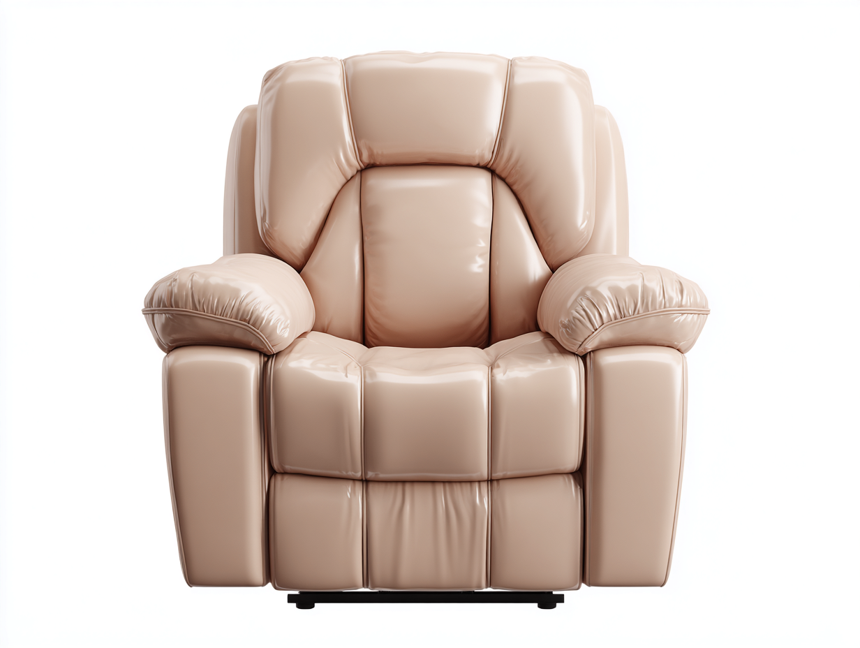 Sofá reclinable individual tapizado en piel sintética 100x95x105 cm - beige - estilo clásico y confort diario-Craftmybase