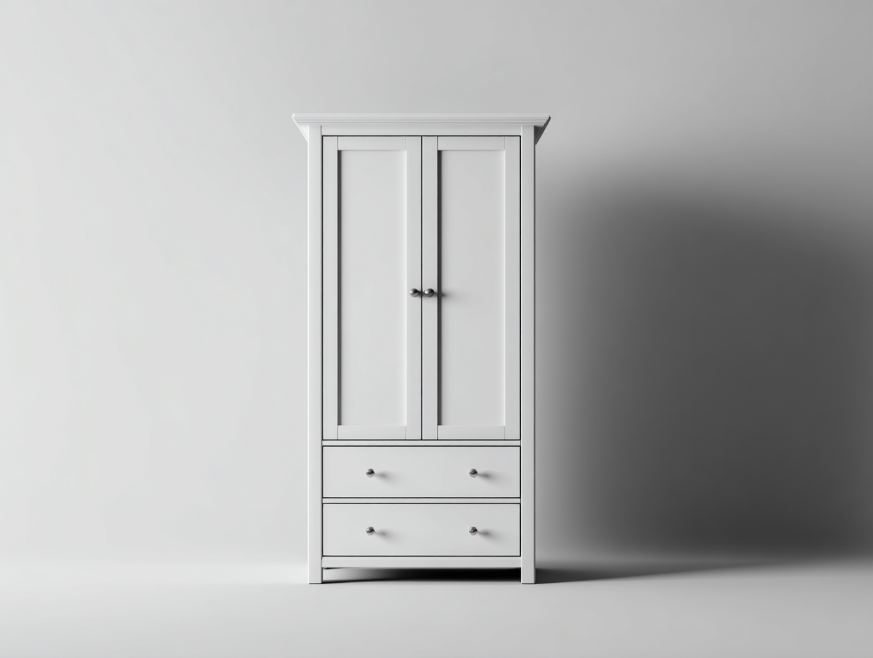 Armario de madera con 2 puertas y 2 cajones 80x40x180 cm - blanco - diseño clásico-Craftmybase