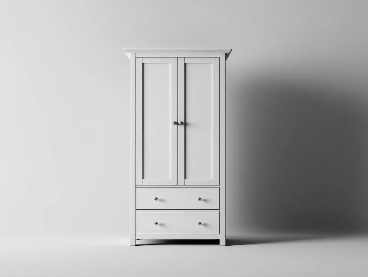 Armario de madera con 2 puertas y 2 cajones 80x40x180 cm - blanco - diseño clásico-Craftmybase