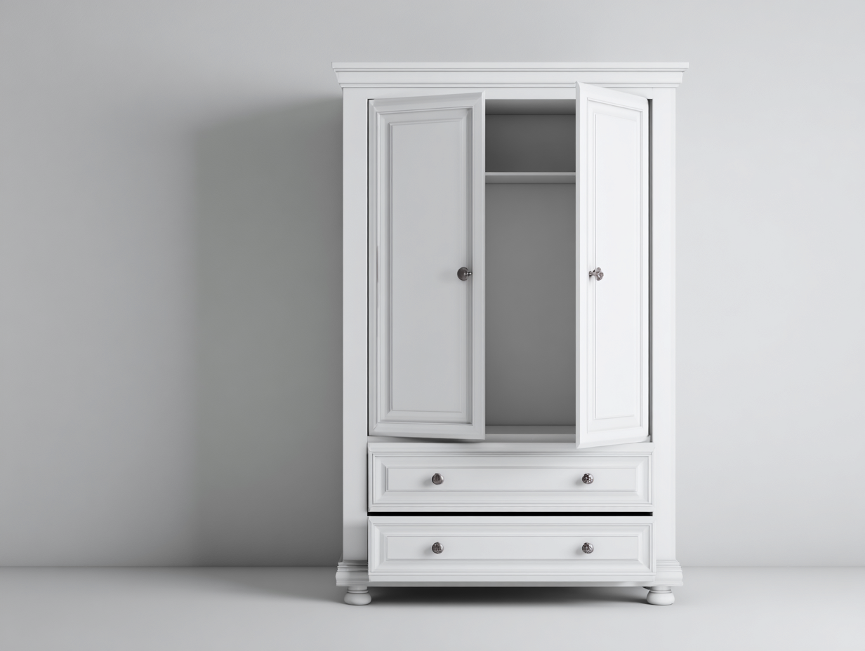 Armarios madera 90x50x190 cm - blanco - estilo clásico-Craftmybase