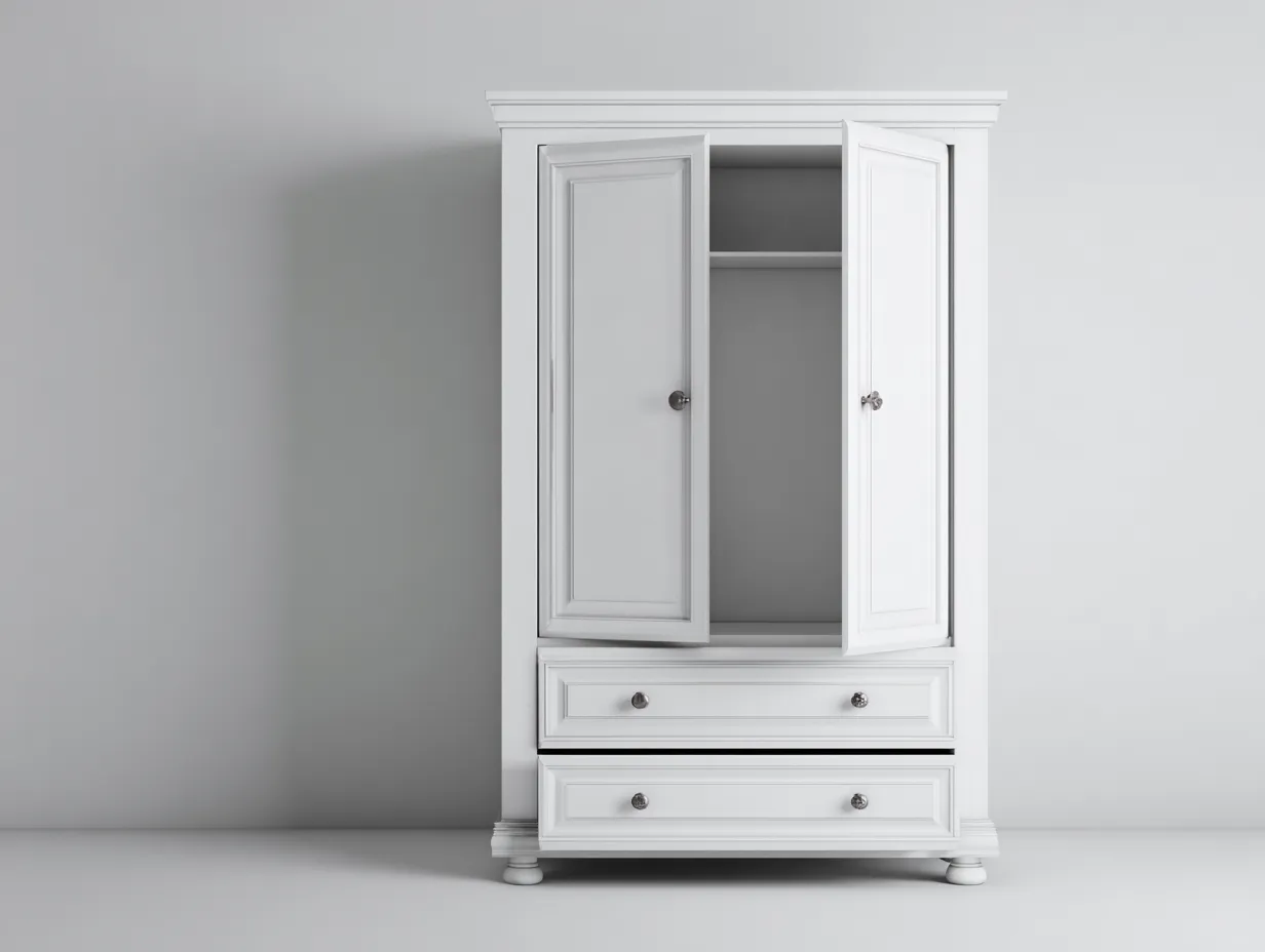 Armarios madera 90x50x190 cm - blanco - estilo clásico-Craftmybase