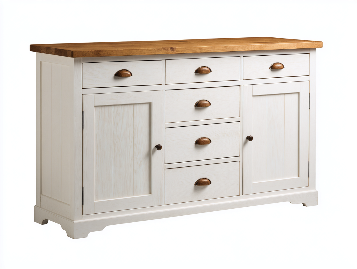 Cómodas madera 160x45x90 cm - blanco-marrón - estilo clásico-Craftmybase