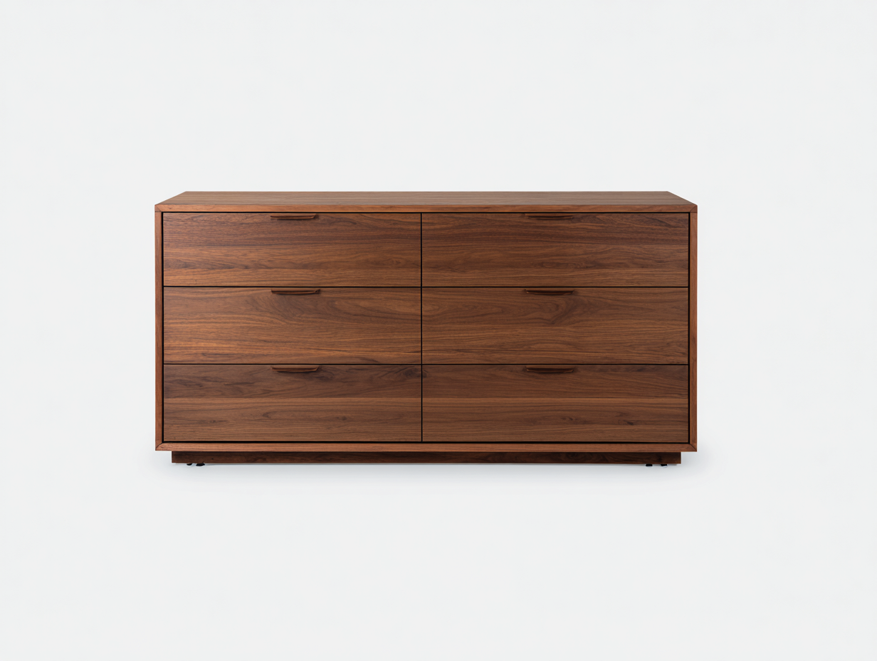 Cómodas de madera con seis cajones 160x45x75 cm - nogal - diseño moderno para dormitorio-Craftmybase