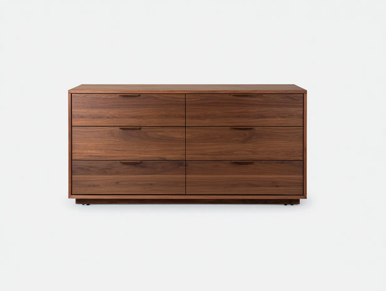 Cómodas de madera con seis cajones 160x45x75 cm - nogal - diseño moderno para dormitorio-Craftmybase