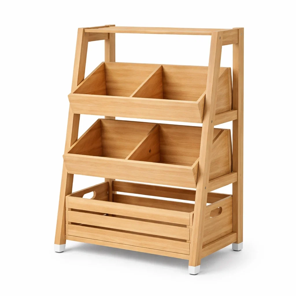 Estante organizador de madera natural-furntide