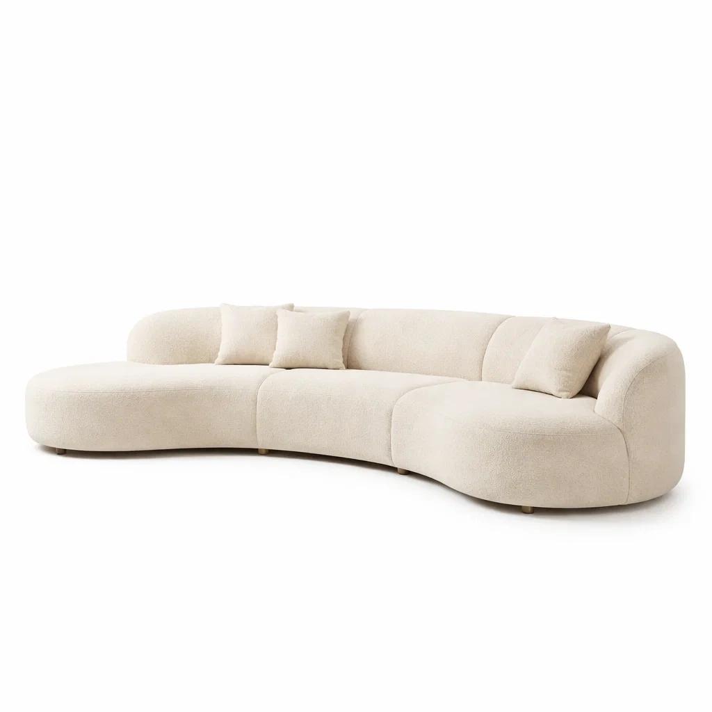 Sofa curvo tapizado beige claro-furntide