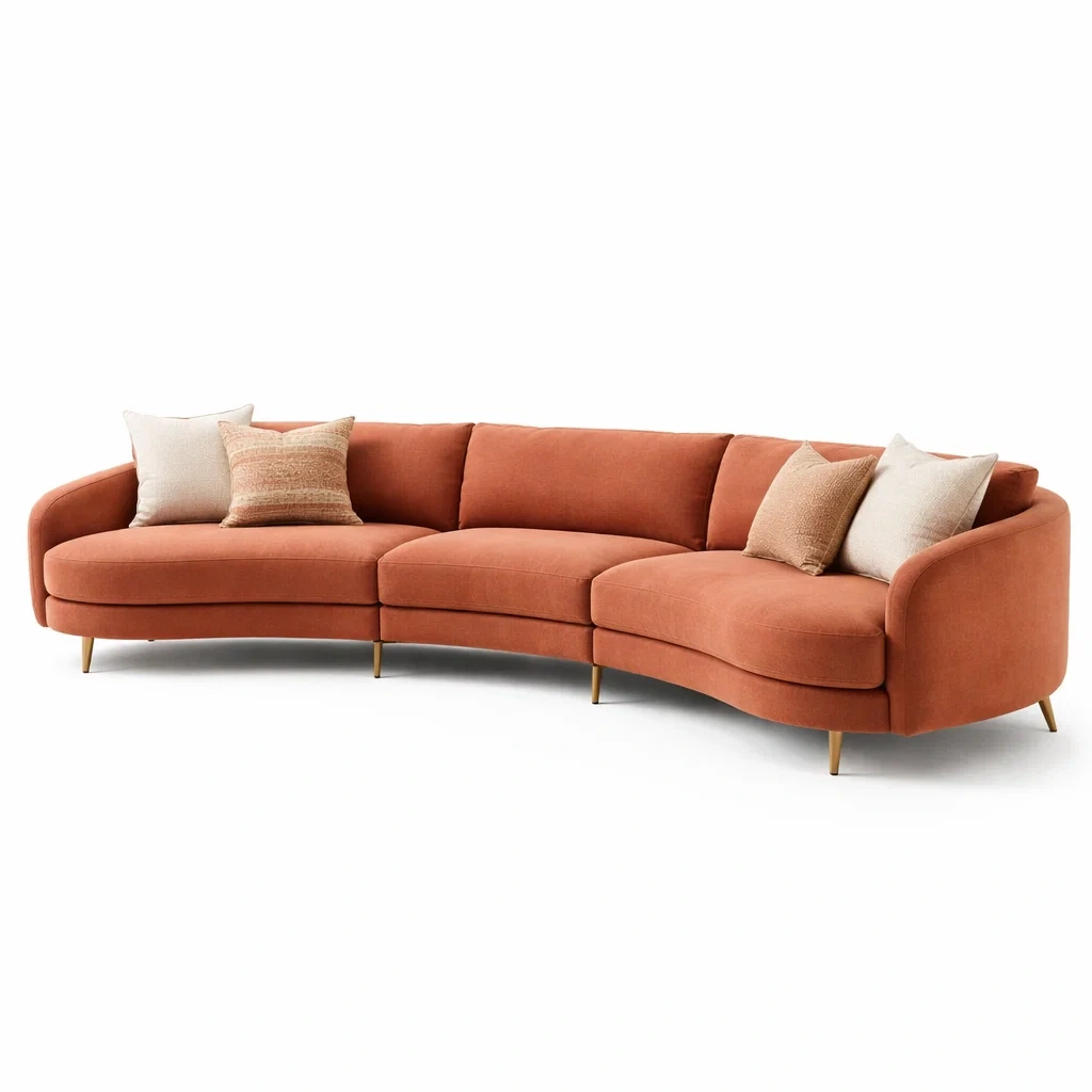Sofa curvo tapizado terracota-furntide