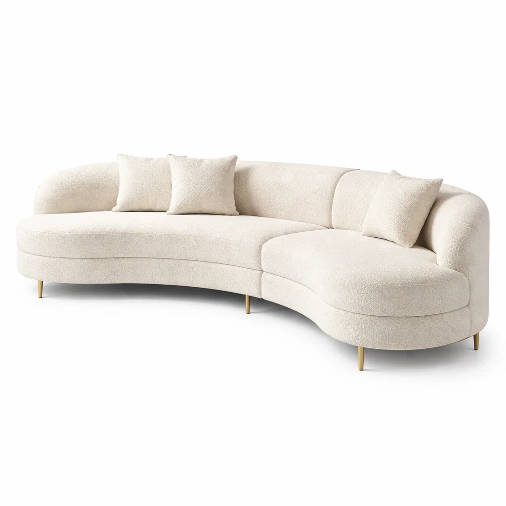 Sofa curvo tapizado marfil-furntide