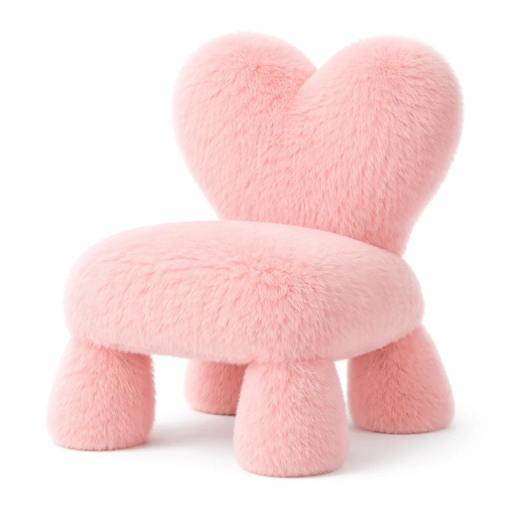 Taburete infantil corazon suave rosa-furntide