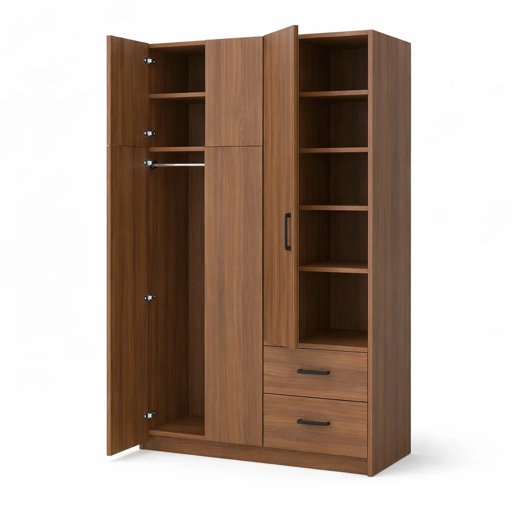 Armario madera oscura con almacenaje vertical-furnsmithy