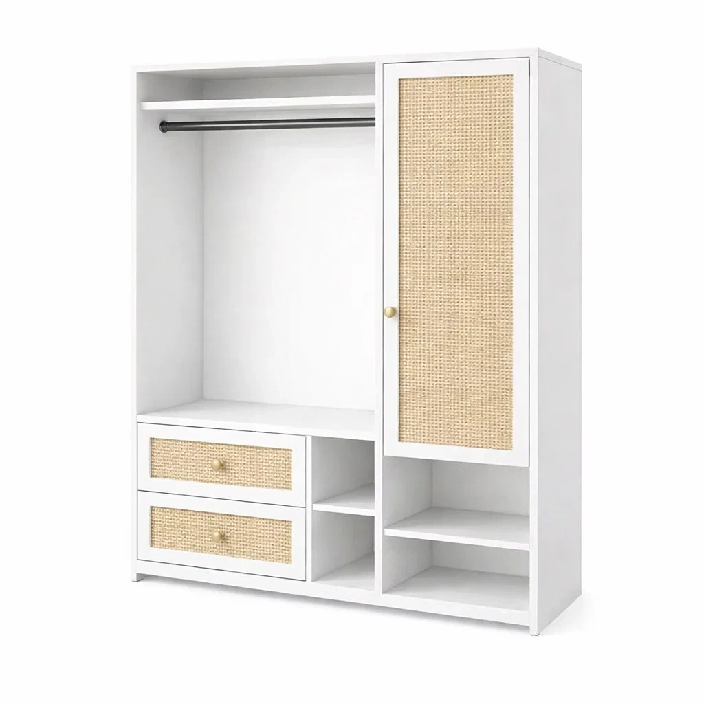 Armario blanco con rejilla natural-furnsmithy