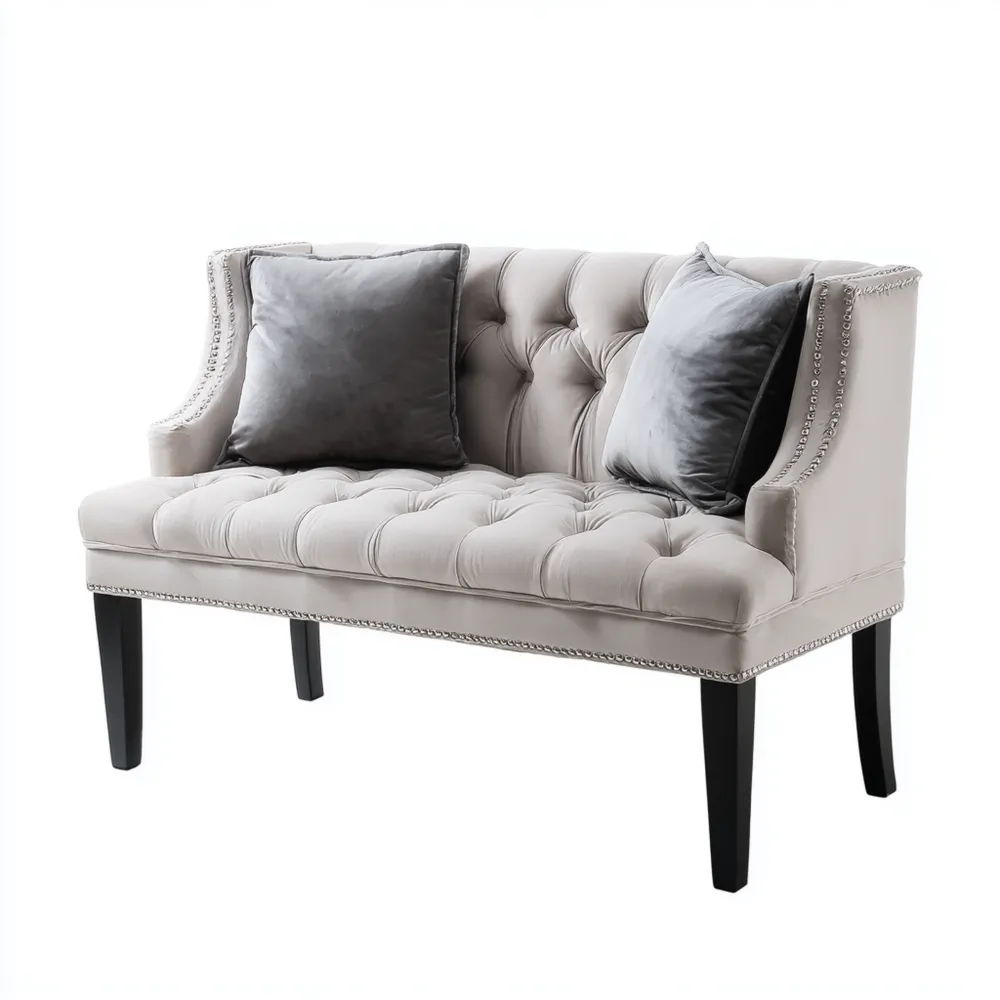 2-Sitzer-Sofa Stoff 150x85x75 cm – Hellgrau – Klassisches Design-Clayelino