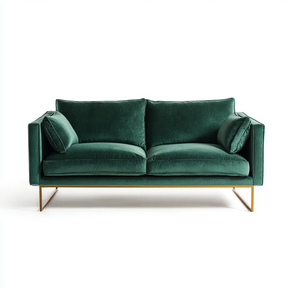 2-Sitzer-Sofa Samt 150x85x75 cm – Dunkelgrün – Modernes Design-Clayelino
