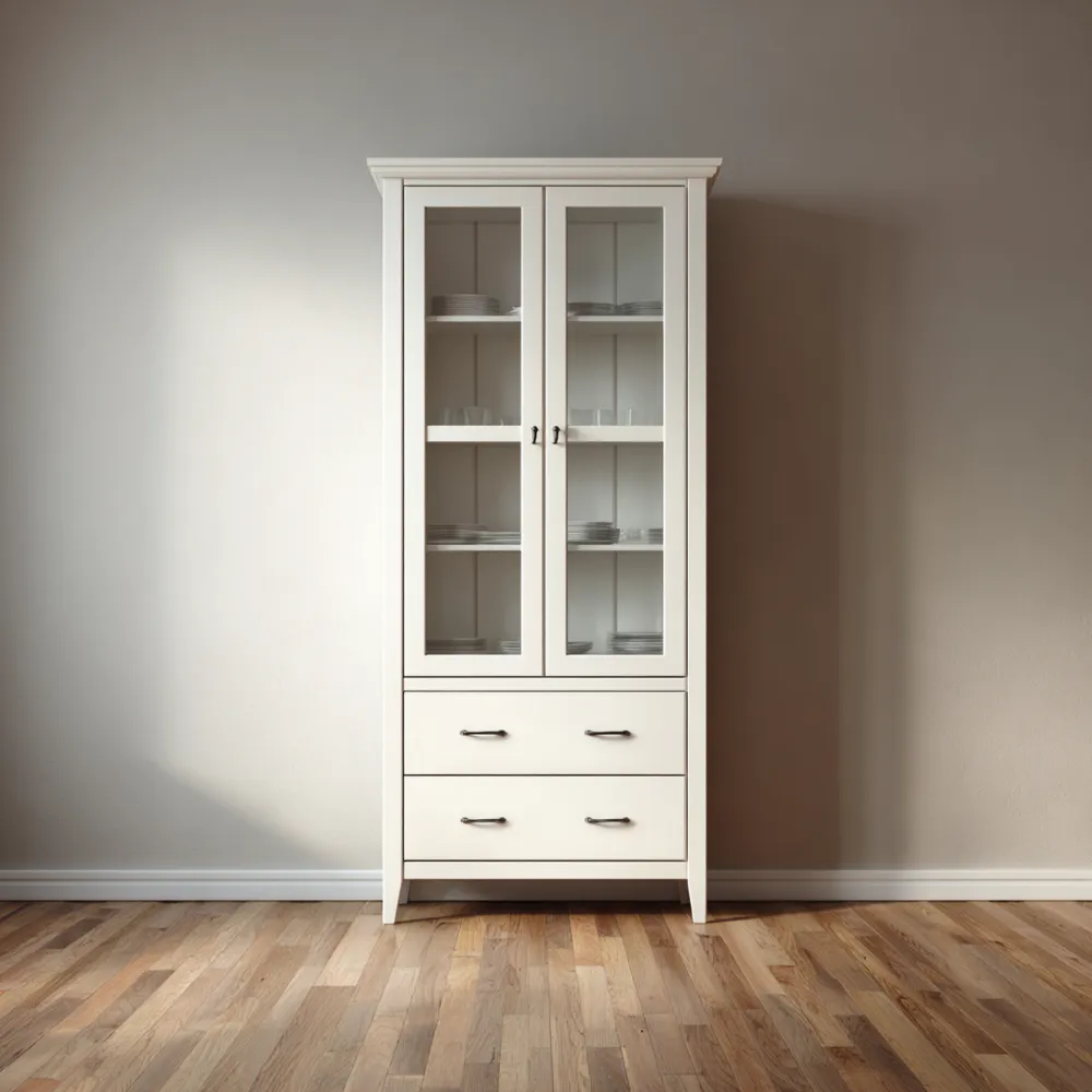 Vitrinenschrank 80x40x200 cm - Weiß - Klassisches Design-Clayelino