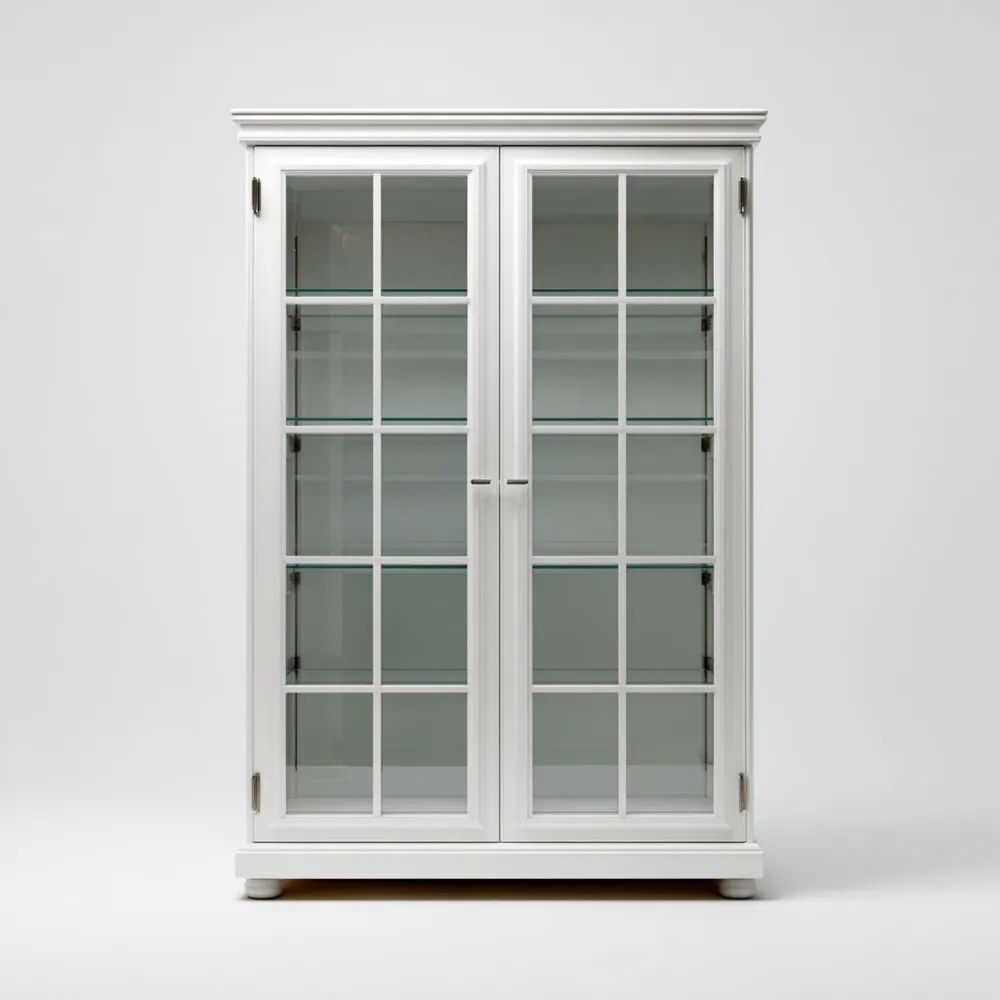 Vitrine Holz Glas 90x40x180 cm – Weiß – Klassisches Design-Clayelino